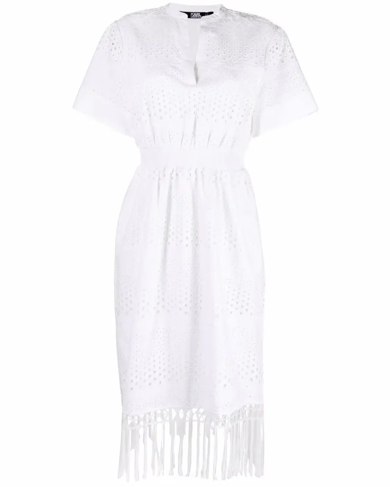 Karl Lagerfeld Kleid mit Quasten - Weiß Weiß