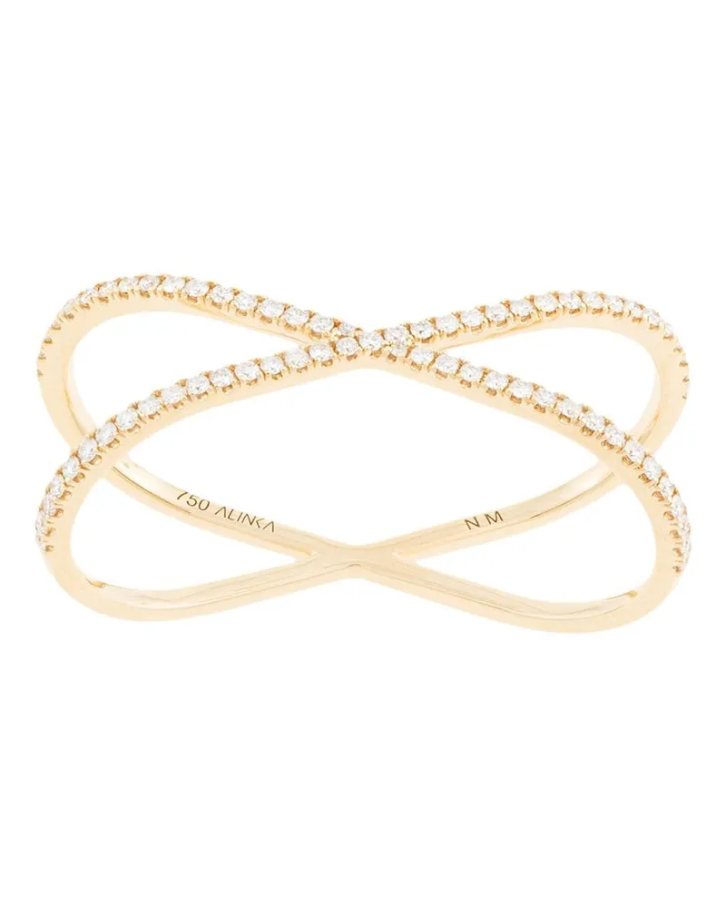 Alinka 18kt 'Katia Duo' Zwei-Finger-Gelbgoldring mit Diamanten Gold