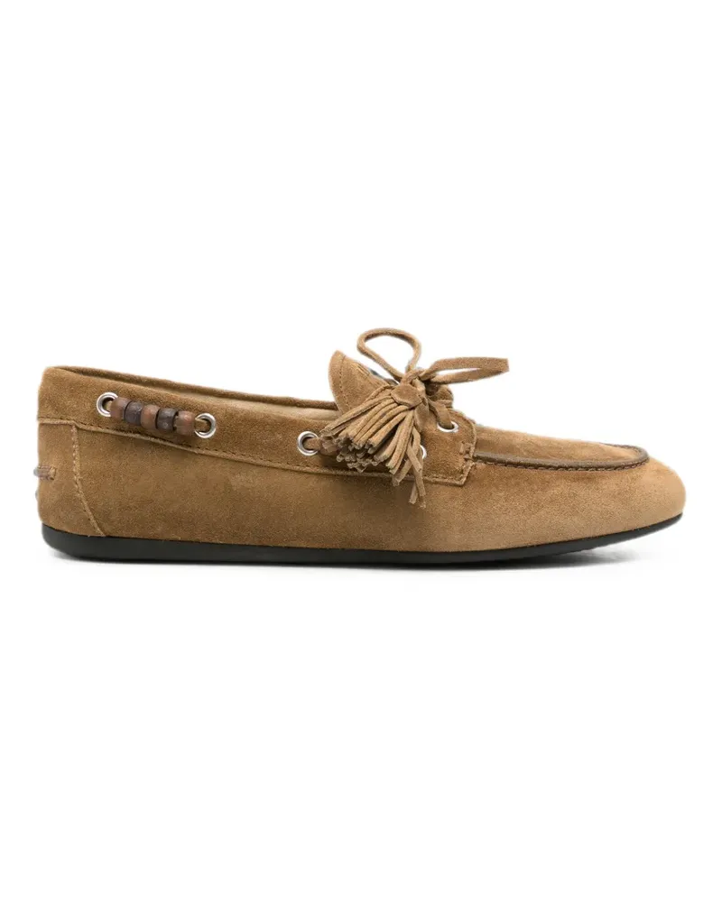 Miu Miu Perlenverzierte Loafer mit Quastendetail - Braun Braun