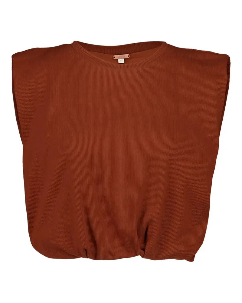 Johanna Ortiz Geripptes T-Shirt mit Schulterpolstern - Braun Braun