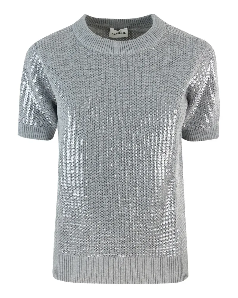 P.A.R.O.S.H. P.A.R.O H. T-Shirt mit Pailletten - Grau Grau