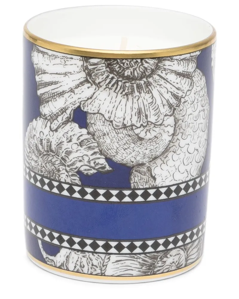 Ginori 1735 Kerze mit Muschel-Print Blau