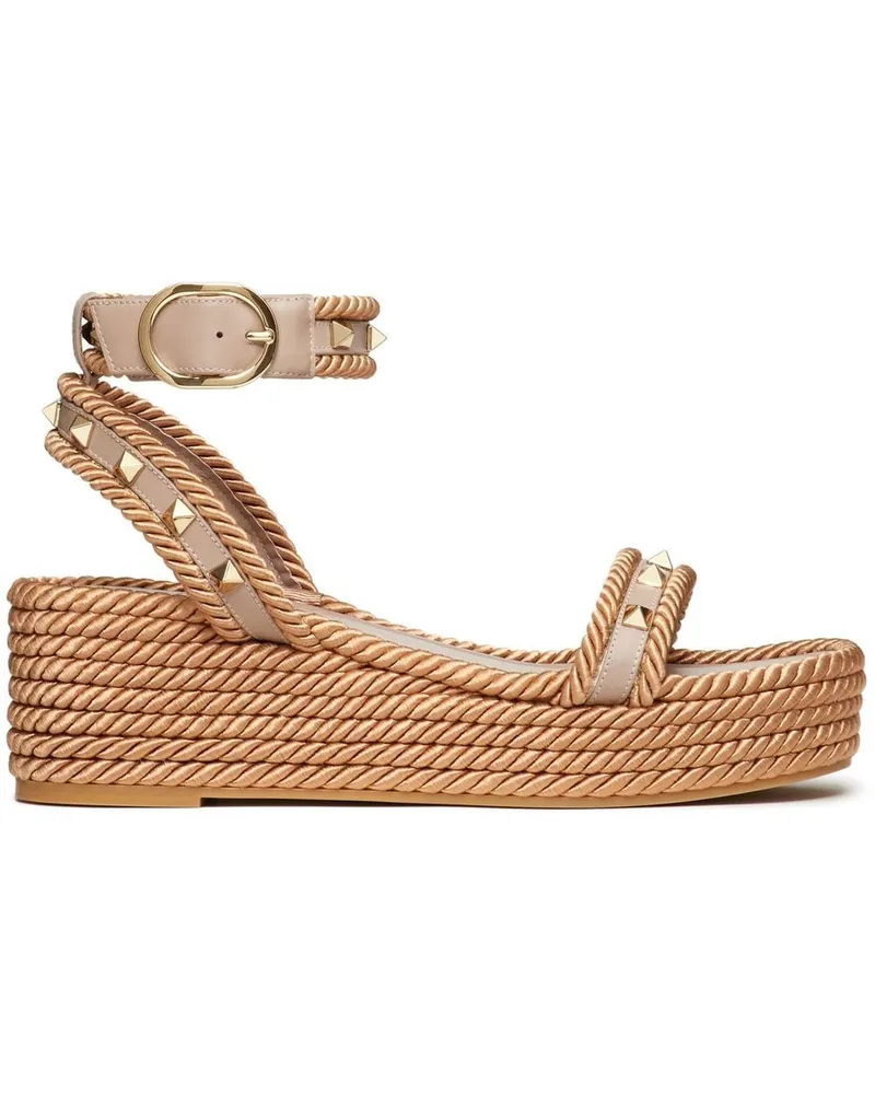 Valentino Garavani Rockstud Flatform-Sandalen 45mm - Nude Nude