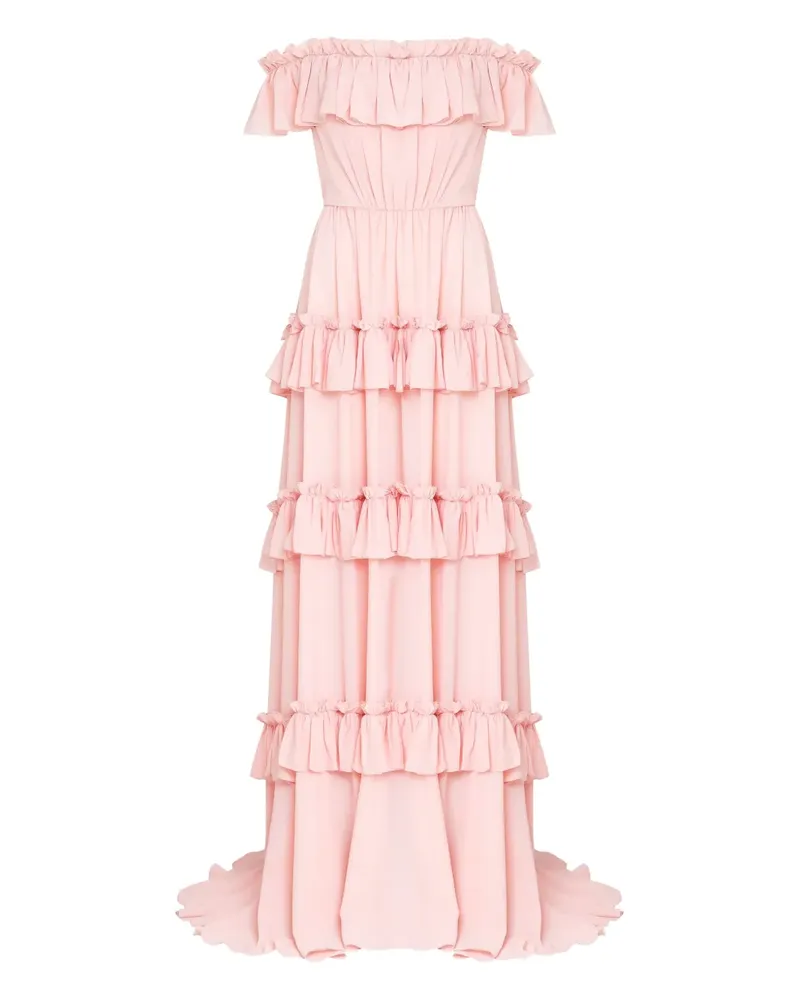 OLYMPIAH Schulterfreies Abendkleid mit Rüschen - Rosa Rosa