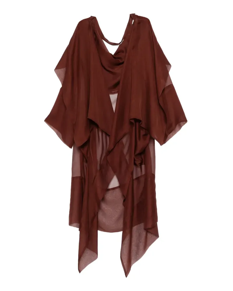 Alberta Ferretti draped sheer-finish coat - Braun Braun