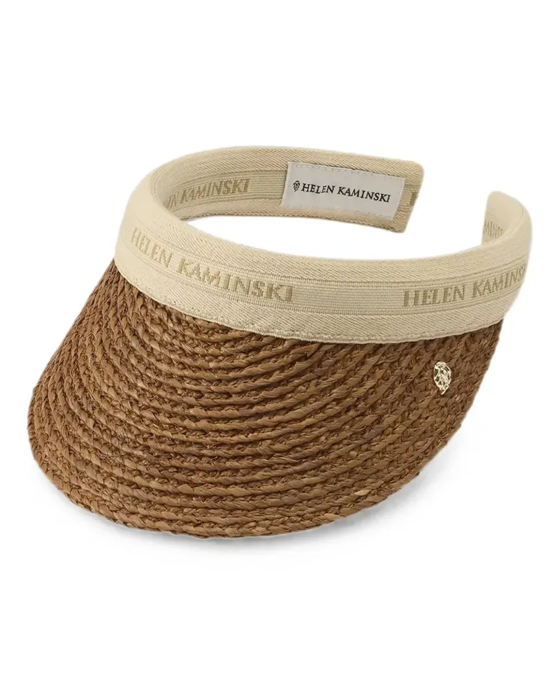 Helen Kaminski logo-embroidered raffia visor - Braun Braun