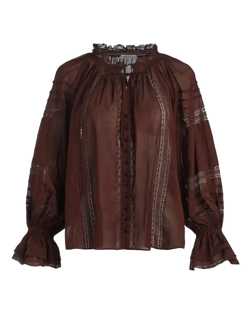 Alice + Olivia Bluse mit Rüschenbündchen - Braun Braun