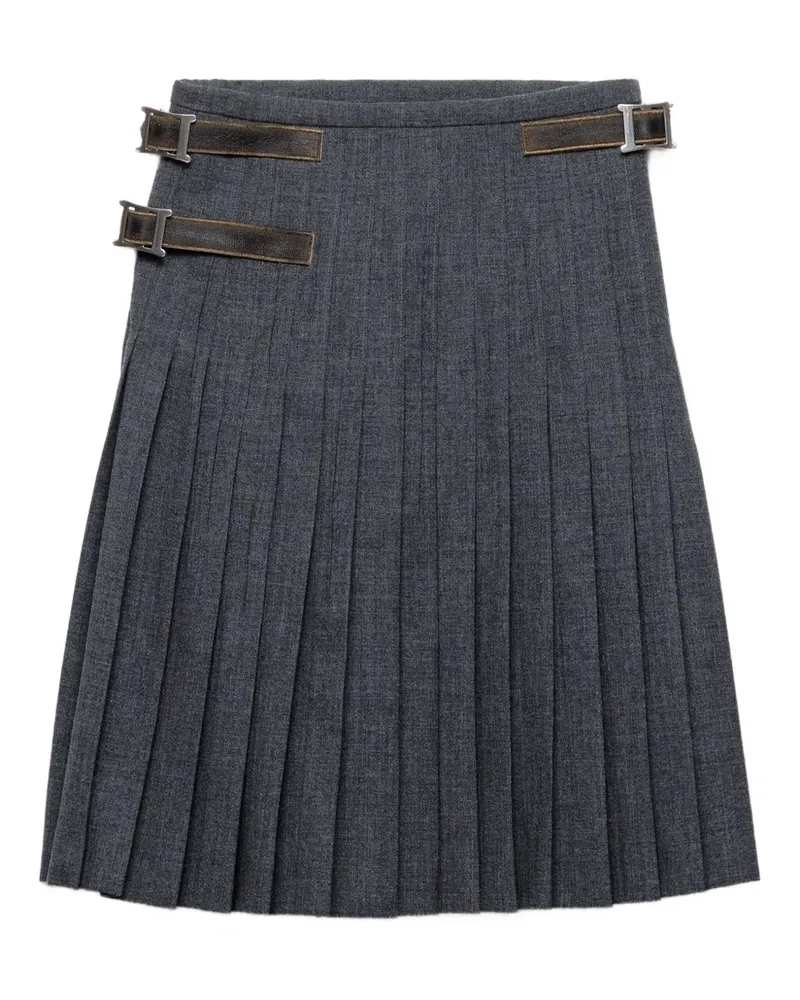 Prada pleated leather-strap midi skirt - Grau Grau
