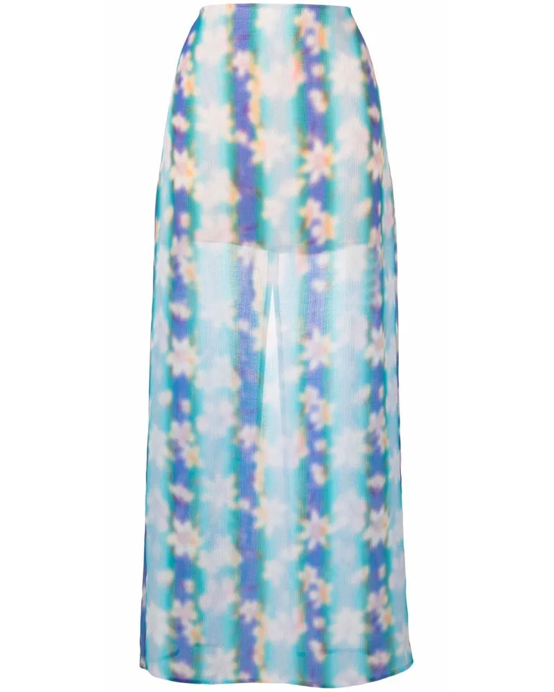 Nina Ricci Maxirock mit Print - Blau Blau