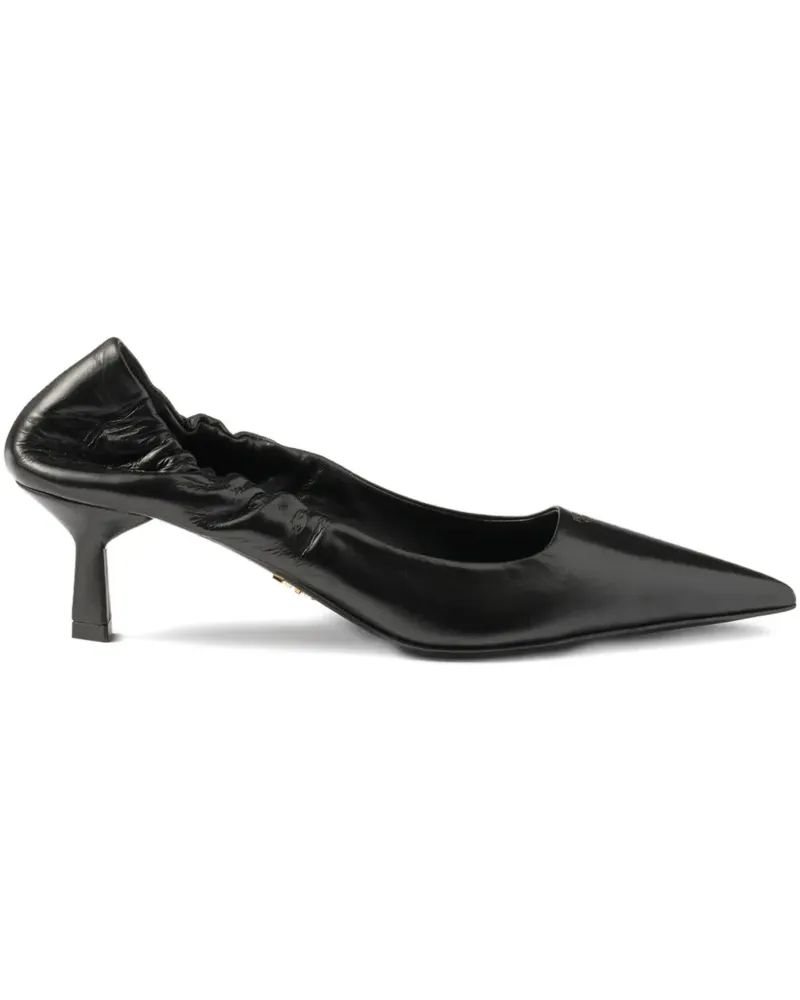 Prada 55mm ruched-effect pointed-toe leather pumps - Schwarz Schwarz
