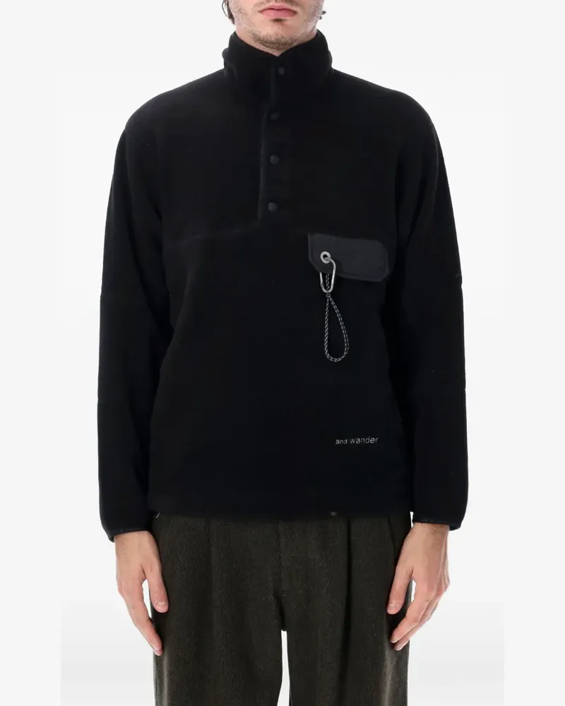 and wander fleece snap-button sweater - Schwarz Schwarz