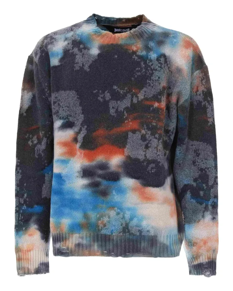 Just Cavalli Distressed-Pullover mit Batikmuster - Schwarz Schwarz