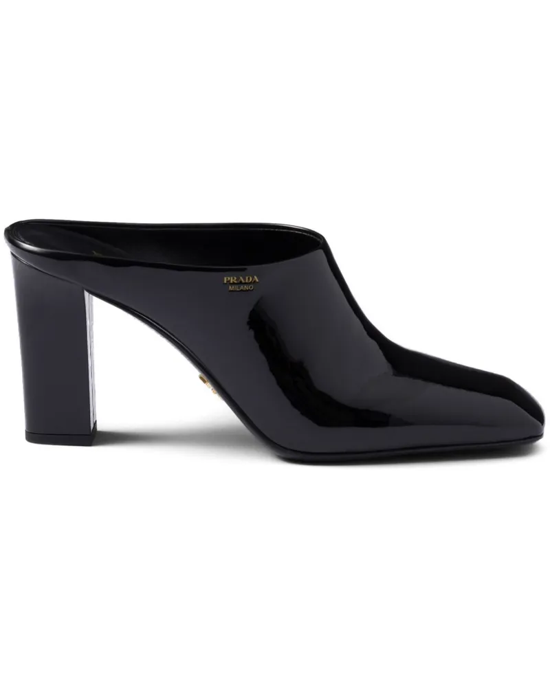 Prada Mules aus Lackleder 85mm - Schwarz Schwarz