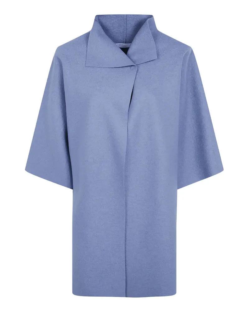 Harris Wharf London asymmetric-collar short-sleeve coat - Blau Blau