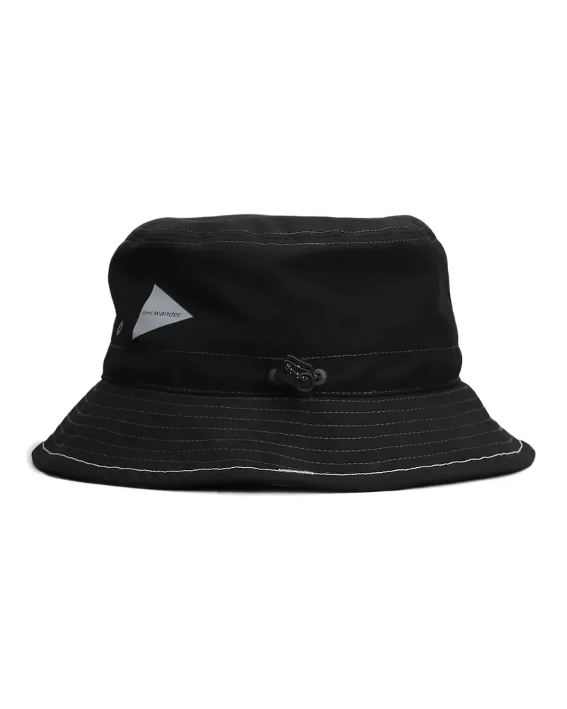 and wander Fischerhut mit Logo-Print - Schwarz Schwarz