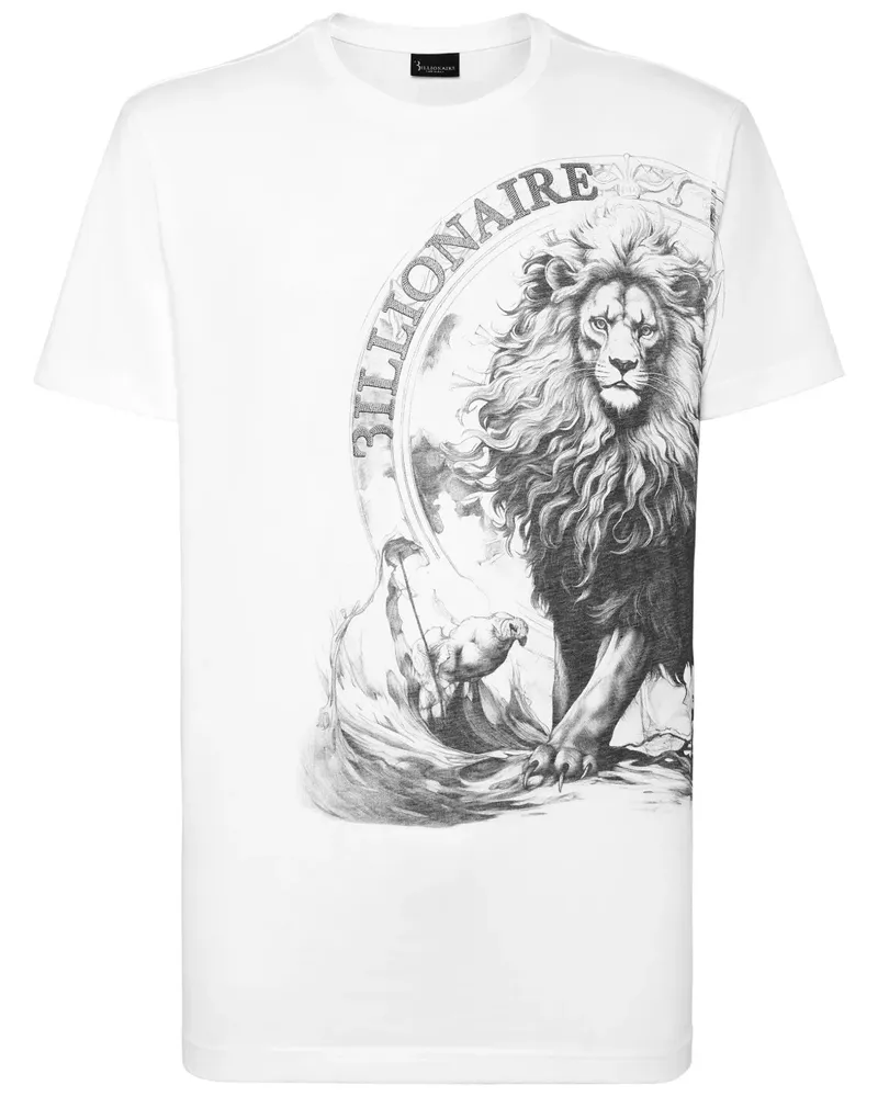 Billionaire T-Shirt mit Löwen-Print - Weiß Weiß