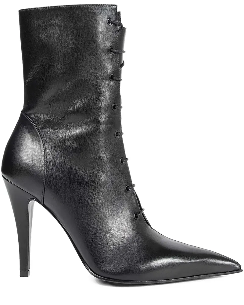 Alexander McQueen lace-up stiletto leather ankle boots - Schwarz Schwarz