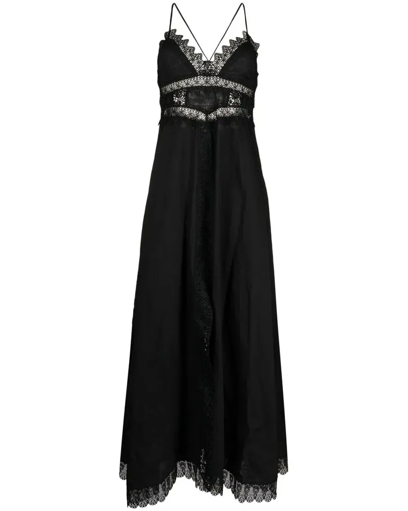 Charo Ruiz Maxikleid mit Spitze - Schwarz Schwarz