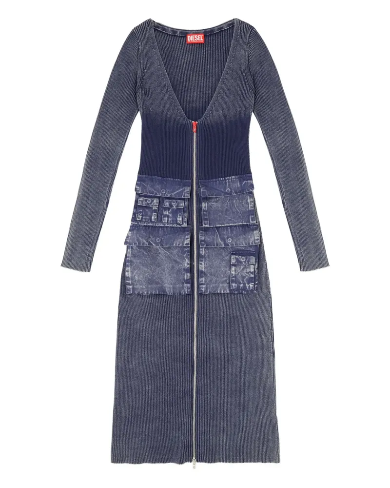 Diesel Geripptes Kleid mit Taschen - Blau Blau