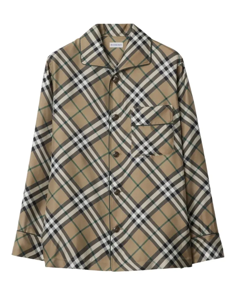 Burberry Pyjama-Oberteil aus Seide mit Karomuster - Braun Braun