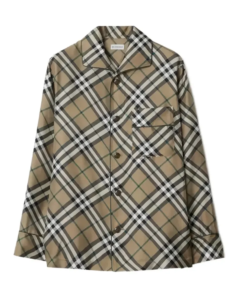 Burberry Pyjama-Oberteil aus Seide mit Karomuster - Braun Braun