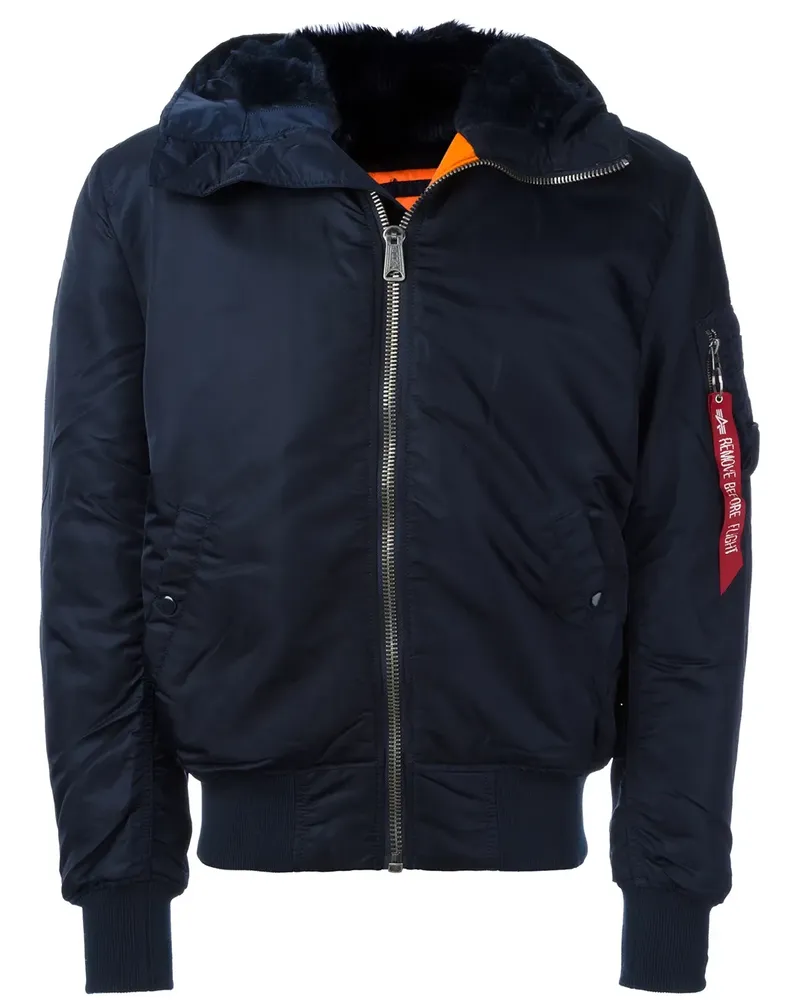 Alpha Industries Windbreaker mit Fellkragen - Blau Blau