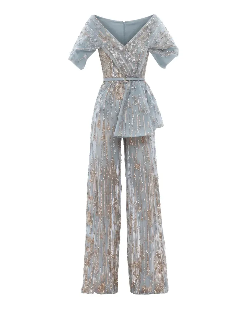 Saiid Kobeisy sequin-embellished belted jumpsuit - Blau Blau