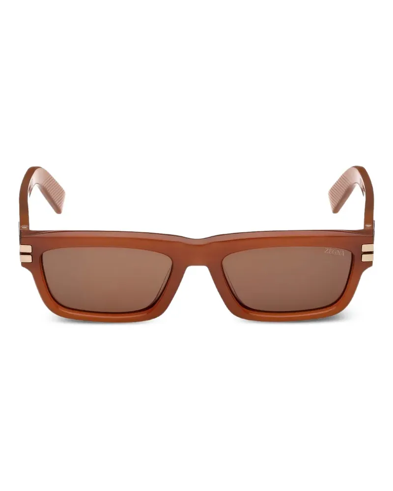 Ermenegildo Zegna Sonnenbrille mit eckigem Gestell - Braun Braun