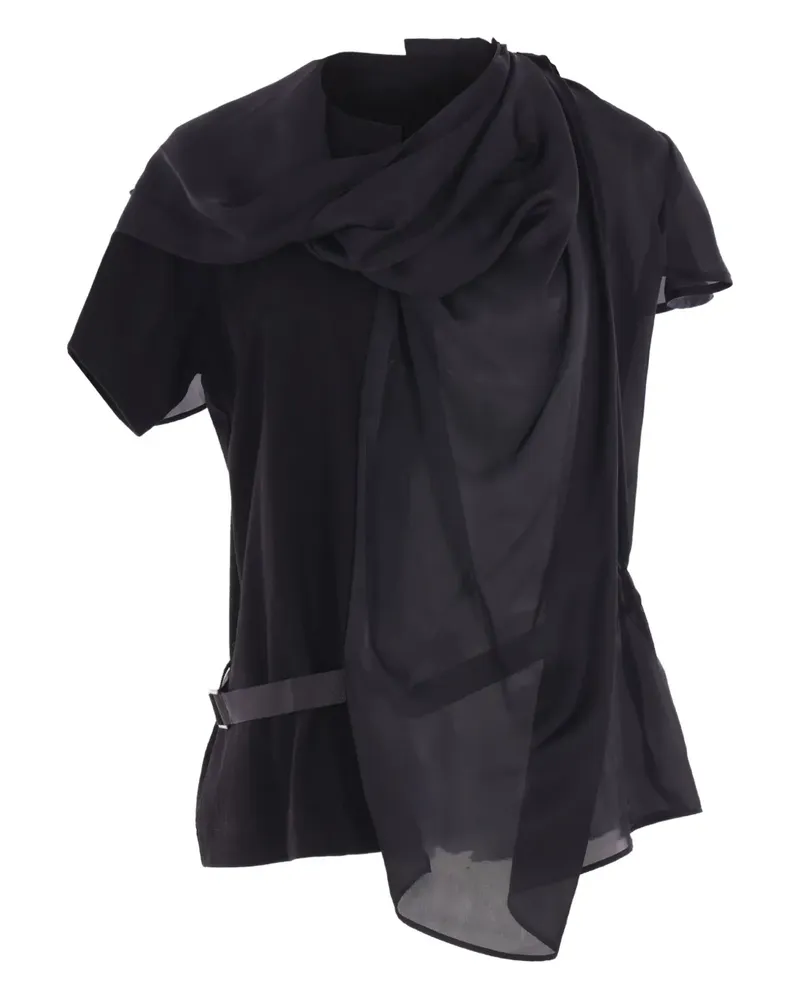 Sacai Drapierte Bluse mit Gürtel - Schwarz Schwarz