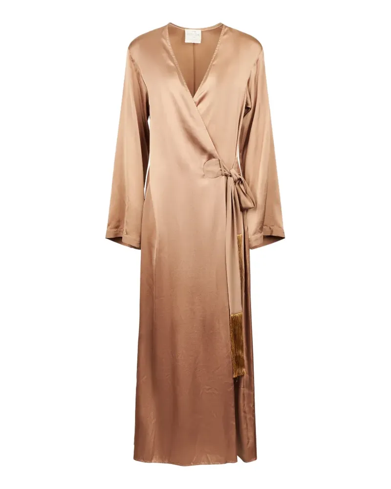 forte_forte Midikleid mit V-Ausschnitt - Braun Braun