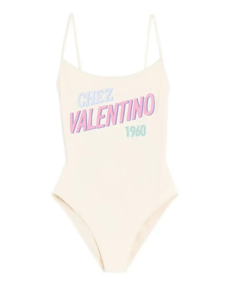 Valentino Garavani one-piece swimsuit with Chez Valentino 1960 print - Nude Nude