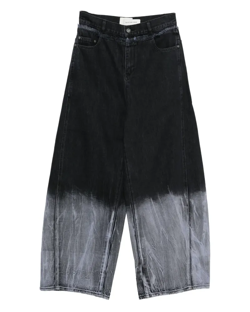 Feng Chen Wang Ausgefranste Dip-Dye-Hose - Schwarz Schwarz