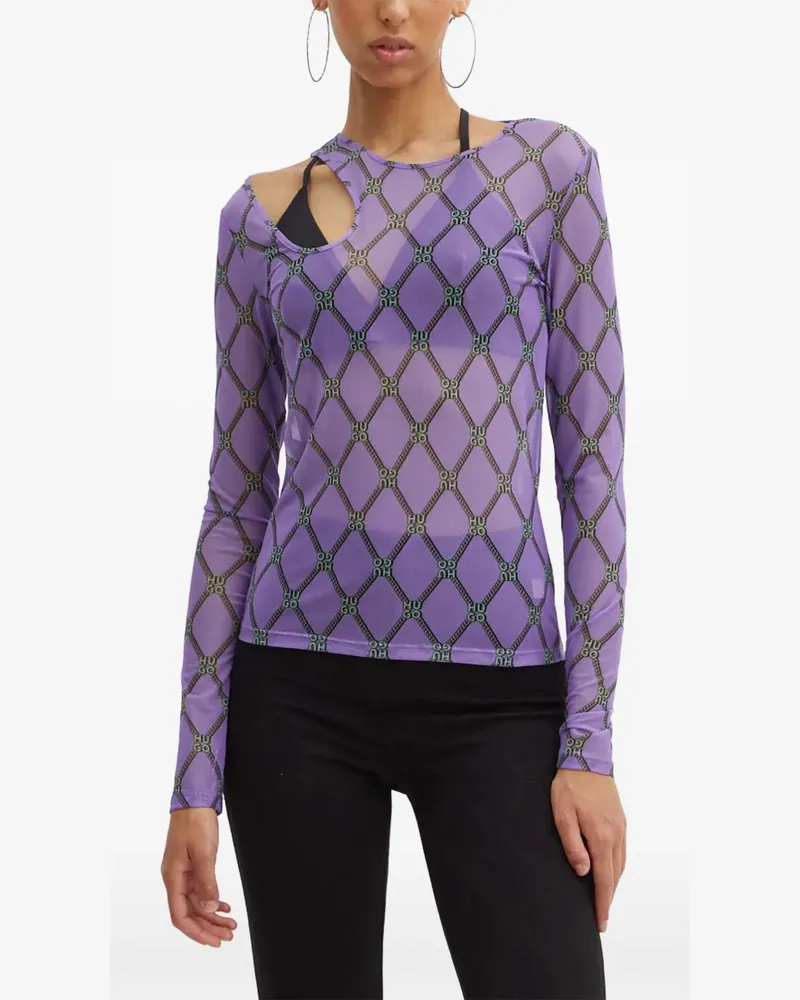 HUGO BOSS Oberteil mit Cut-Out-Ketten-Print - Violett Violett