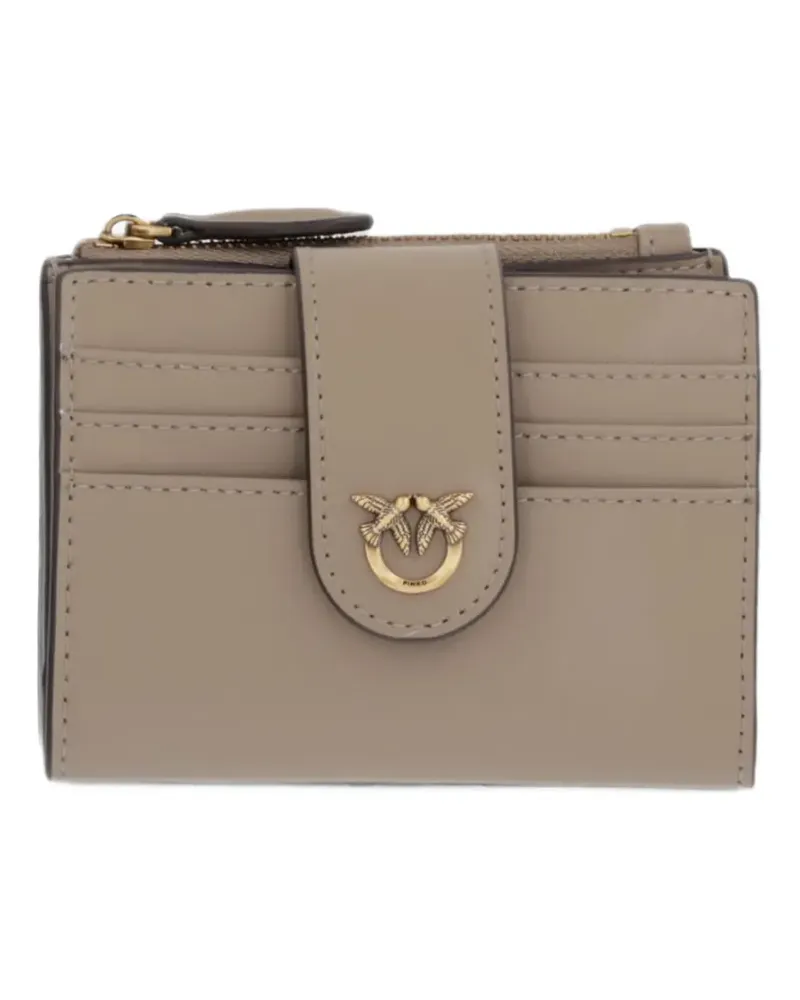 Pinko small Love Birds-logo leather wallet - Nude Nude
