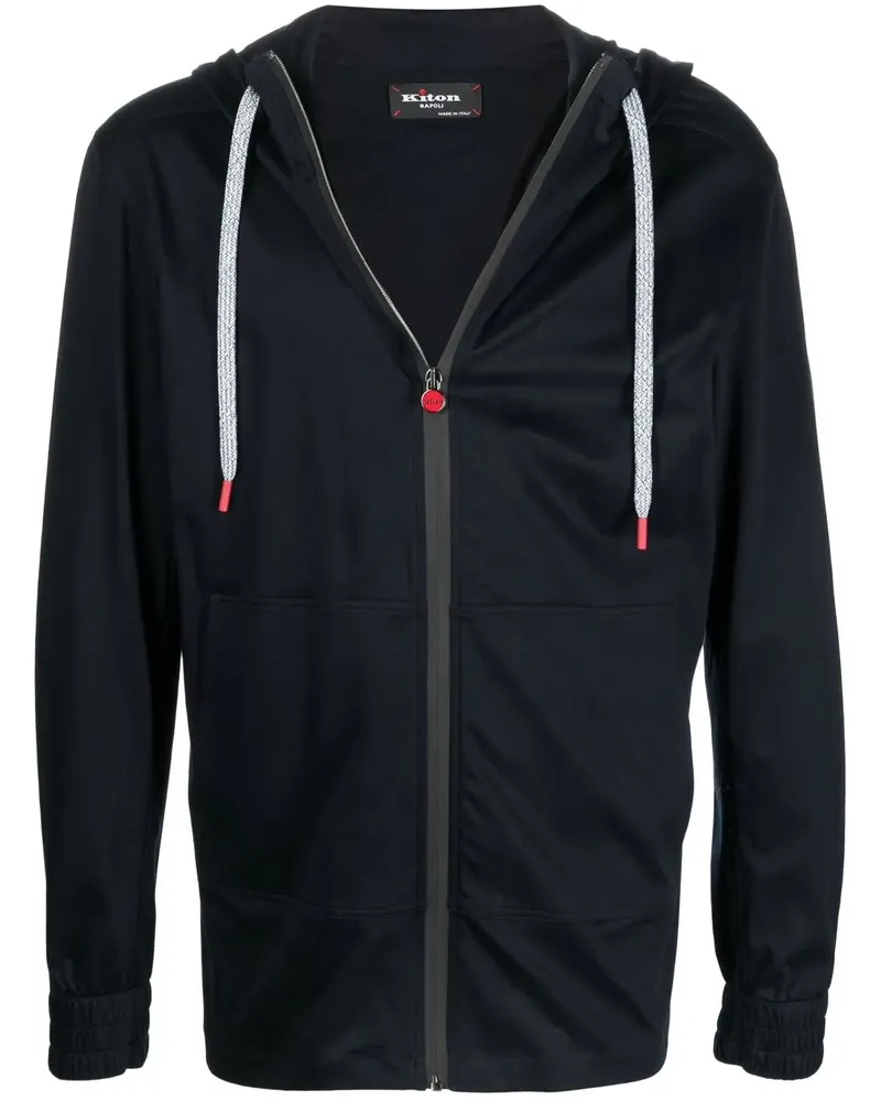 Kiton Kapuzenjacke mit Kordelzug - Blau Blau