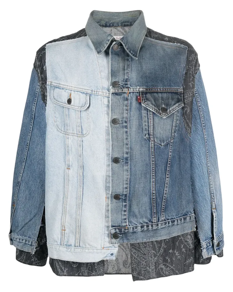 NEEDLES Jeansjacke im Layering-Look mit Logo-Etikett - Blau Blau