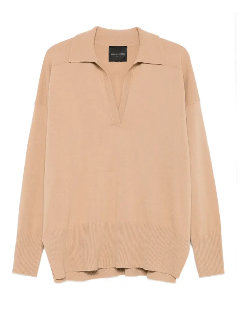 Roberto Collina Gerippter Pullover mit Polokragen - Braun Braun