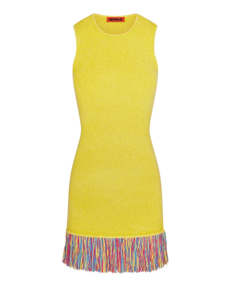 Simon Miller Etta fringe-trim knitted mini dress - Gelb Gelb