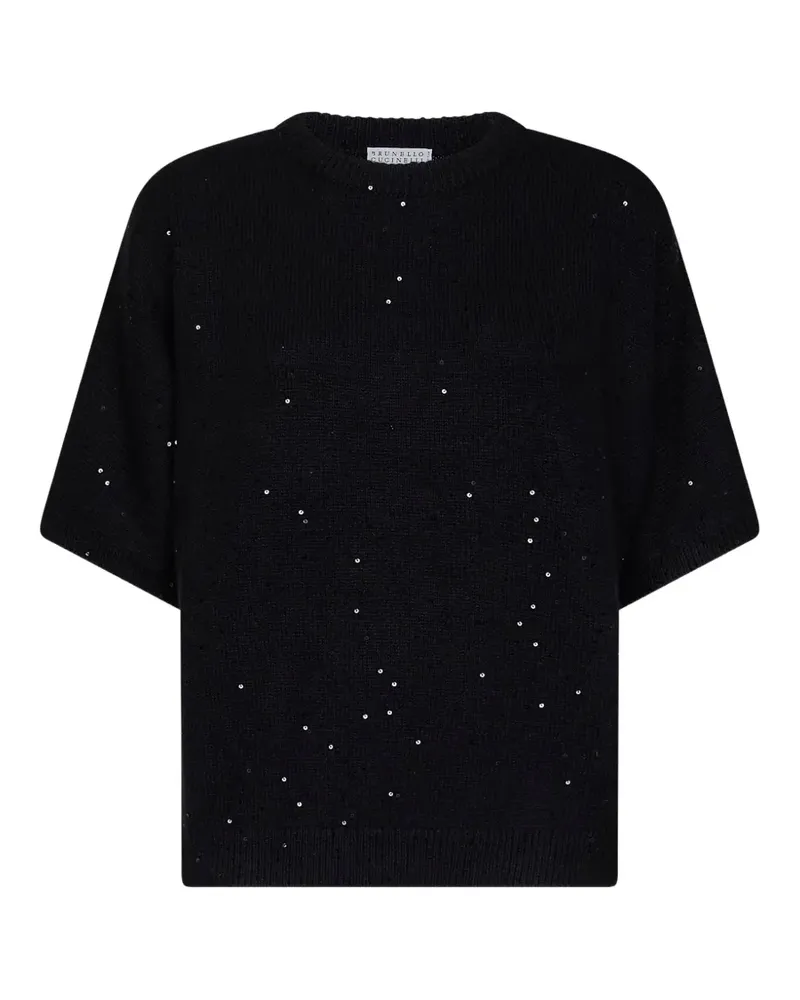 Brunello Cucinelli sequin-embellished kimono-sleeve sweater - Schwarz Schwarz
