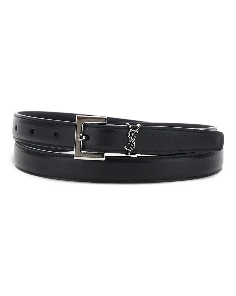 Saint Laurent Cassandre Gürtel aus Leder - Schwarz Schwarz
