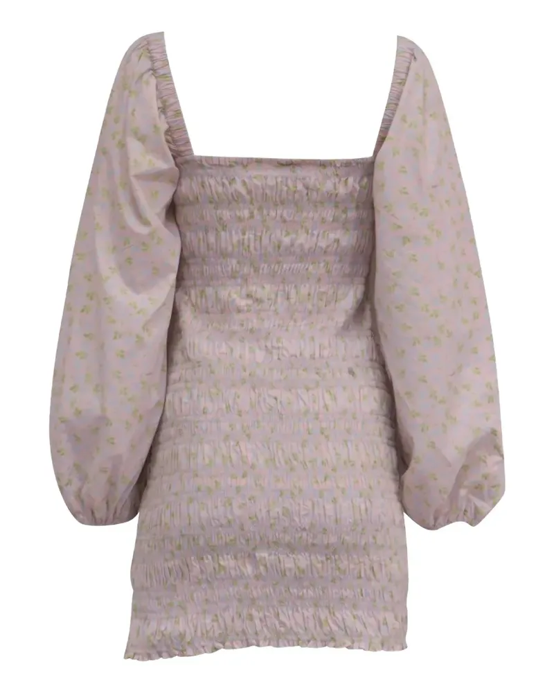 Ganni floral-print smocked dress - Rosa Rosa