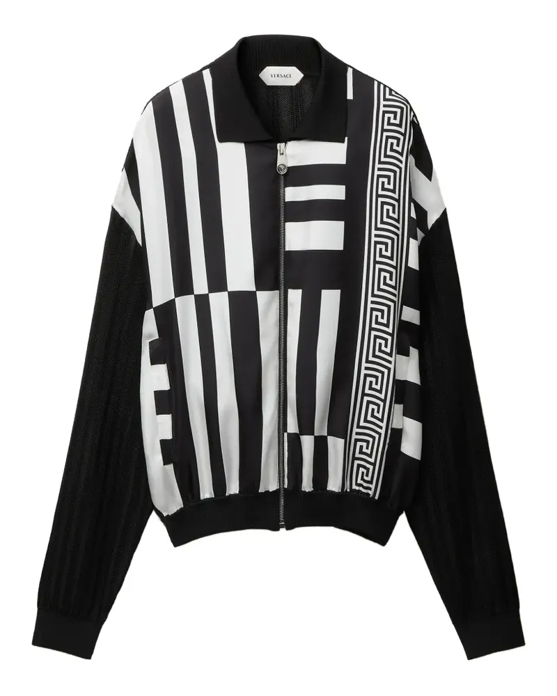 Versace Reißverschluss-Pullover mit Greca-Print - Schwarz Schwarz