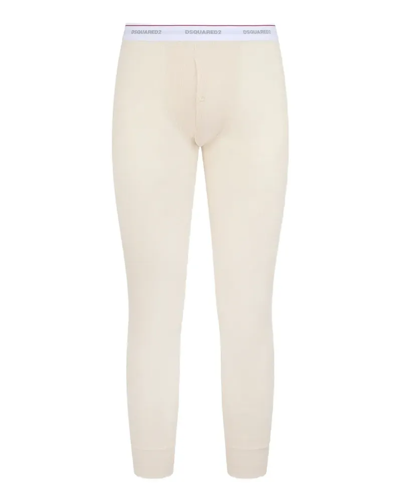 Dsquared2 Gerippte Leggings mit Logo-Bund - Nude Nude