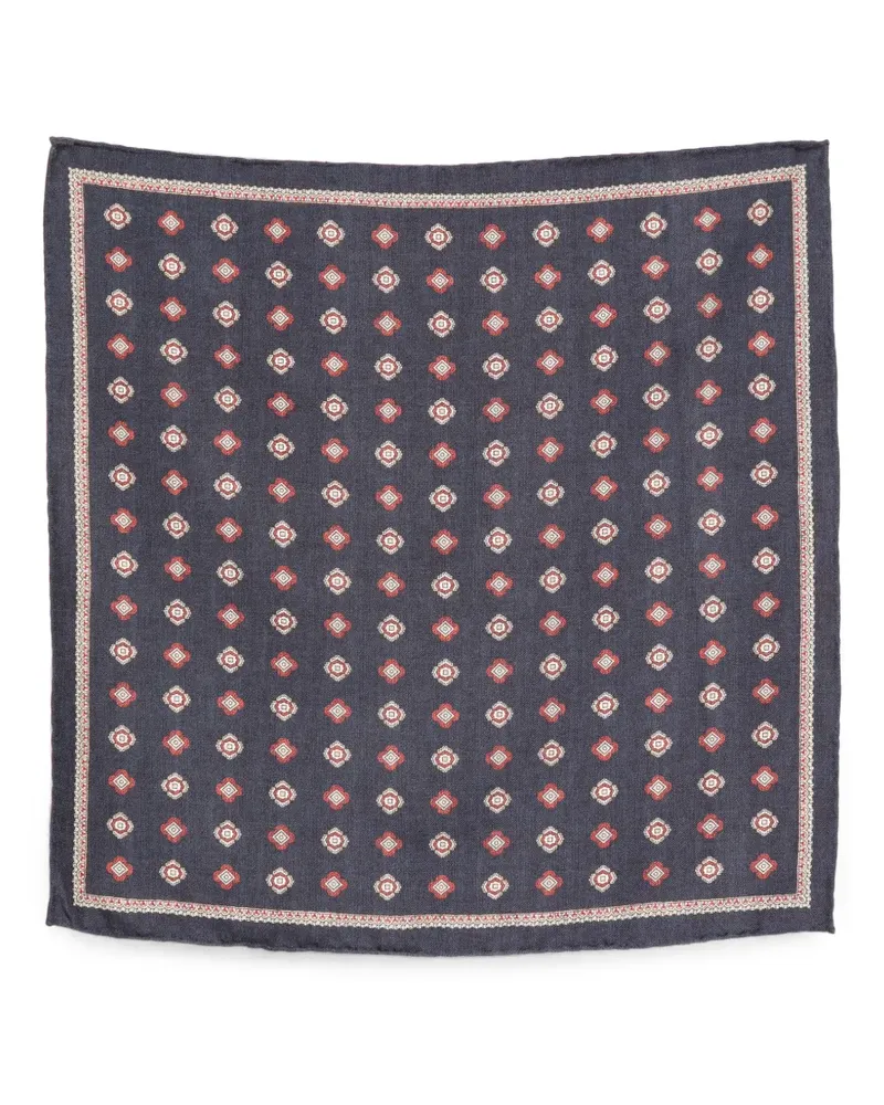 Brunello Cucinelli Einstecktuch mit geometrischem Print - Blau Blau