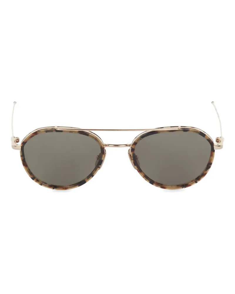 Thom Browne tortoiseshell-effect round-frame sunglasses - Braun Braun