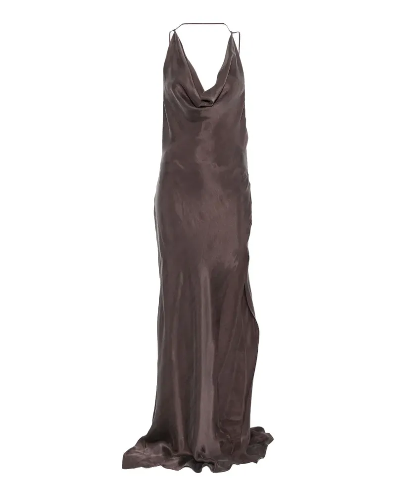 ANDAMANE Rückenfreies Midikleid mit Wasserfallausschnitt - Braun Braun