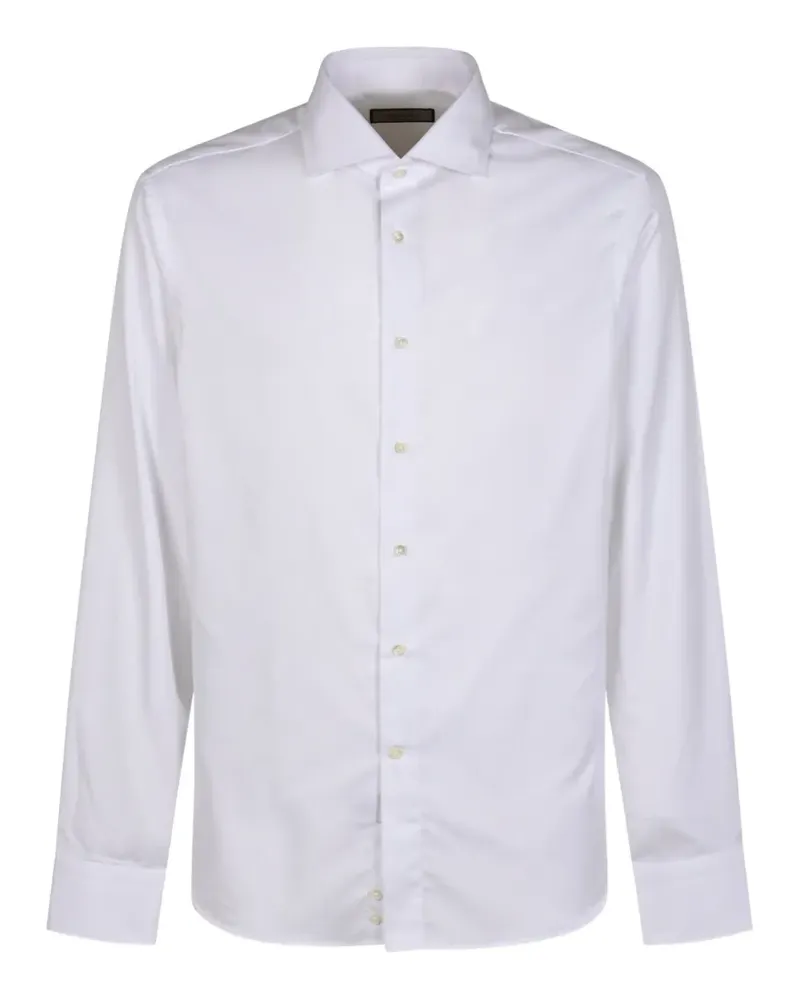 Canali Twil-Hemd mit Spreizkragen - Weiß Weiß