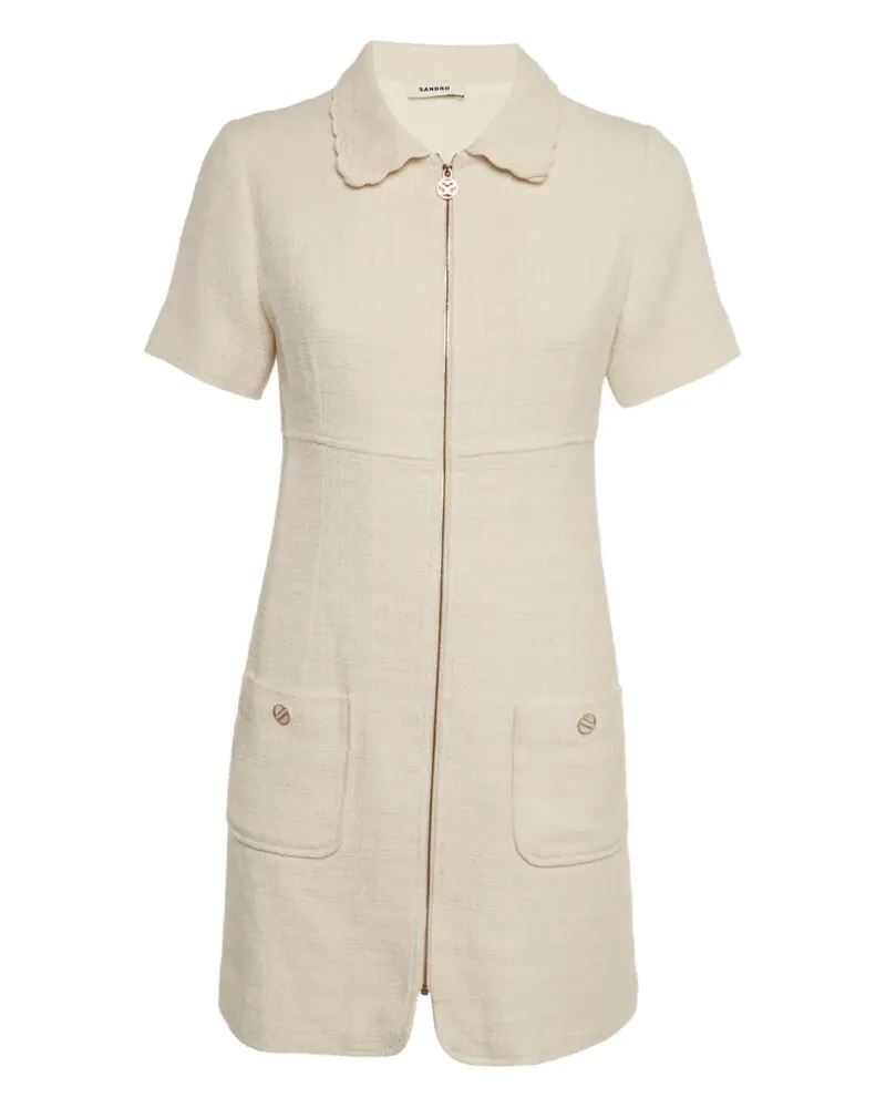 Sandro tweed zipped mini dress - Nude Nude