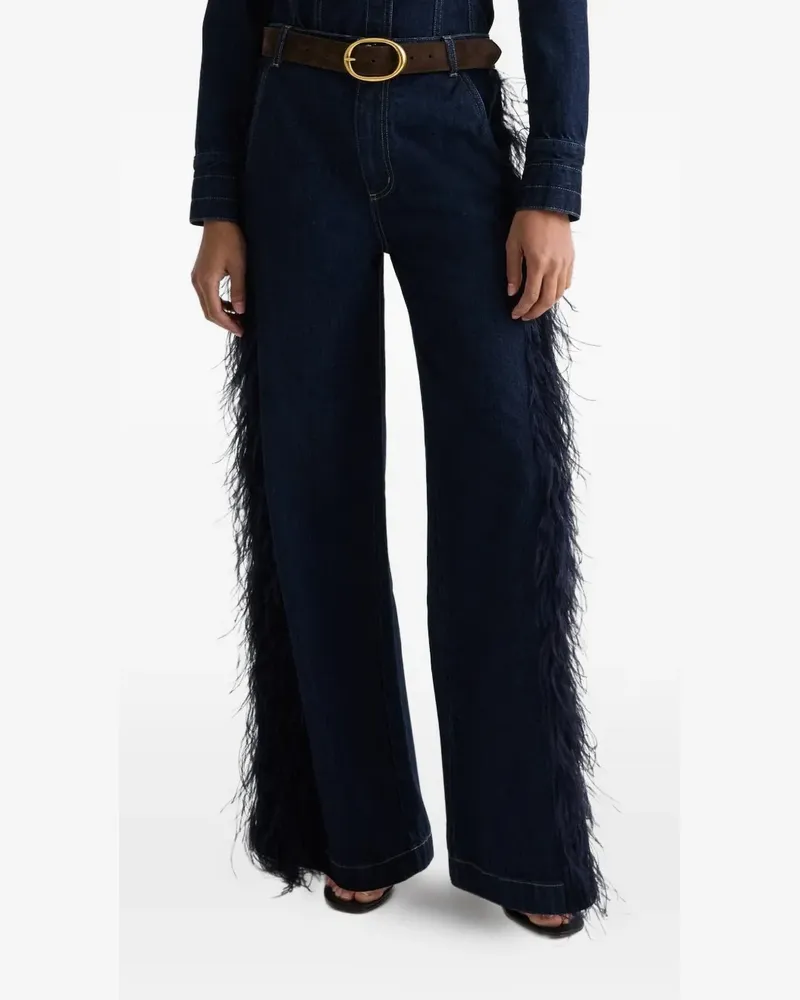 TWP Mott St. feather-embellished jeans - Blau Blau