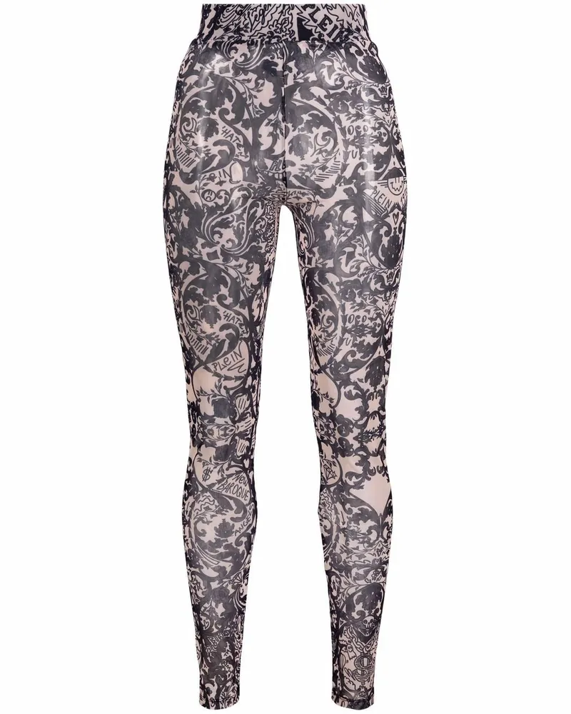 Philipp Plein Tüll-Leggings mit New Baroque-Print - Nude Nude
